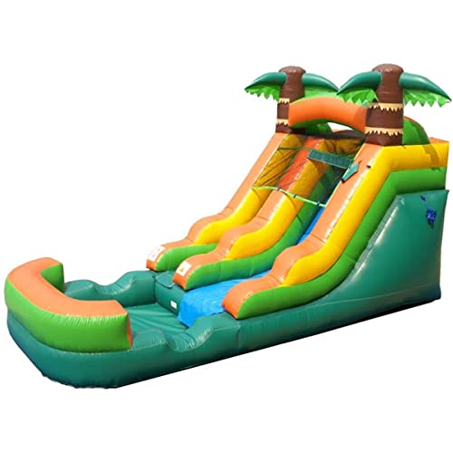 Inflatable Water Slides for Kids - Backyard Inflatable Slides with Splash Pool - Tropical Slides with Water Pool Complete Setup with Blower, and Stakes - 21' x 9' - 12' Tall Slide